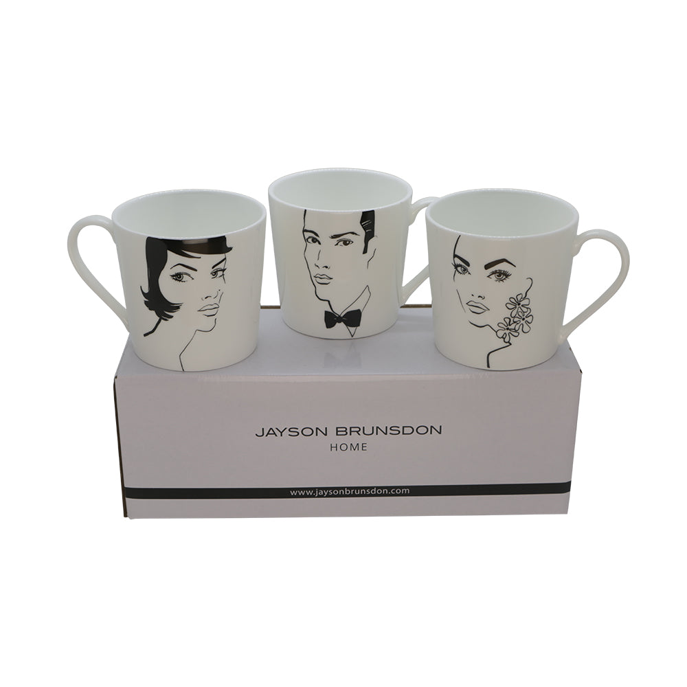 BOBBED  EARRINGS  BLACK TIE  - Set of 3 Art Mugs